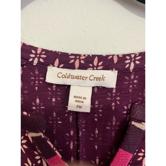 Coldwater Creek Tunic Dress Womens Petite M Purple Floral Knee Length Boho - Picture 3 of 7